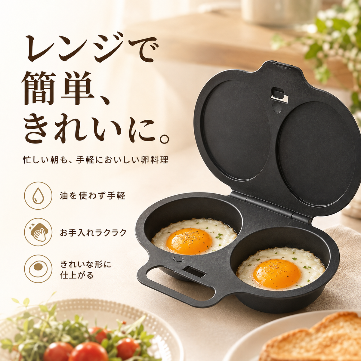 EggEasy™ 電子レンジ用オムレツメーカー｜簡単・時短でふんわりオムレツ