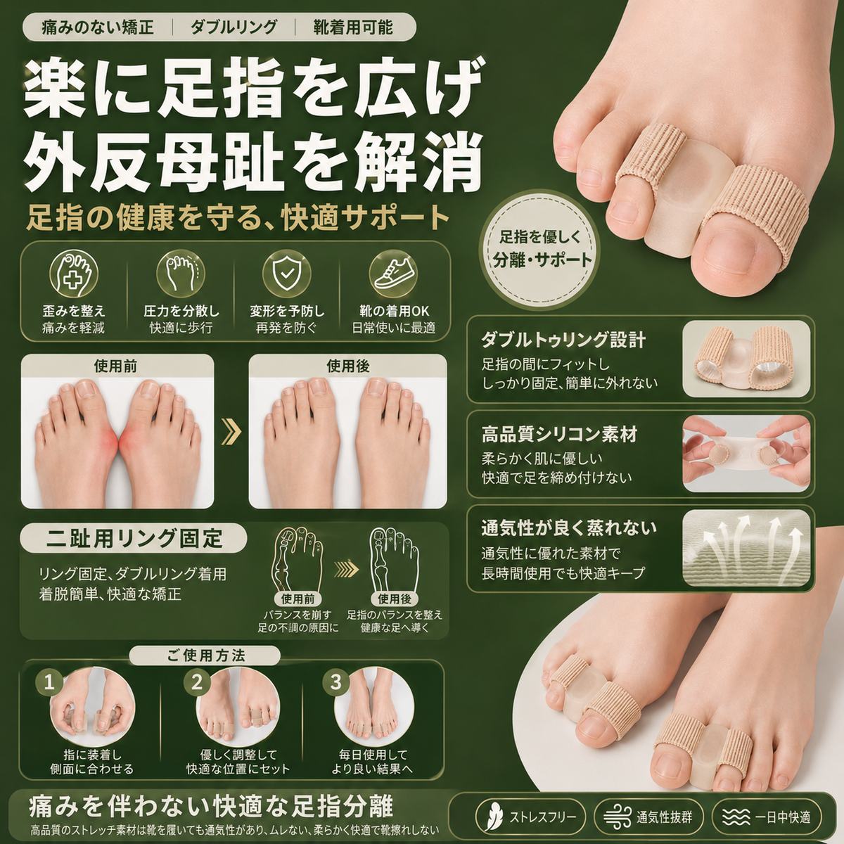 Fidelli Balance™  外反母趾サポーター  【ドイツ医療級矯正】30人の整形外科教授が5年開発、アジア足型に特化、7日で初步効果。